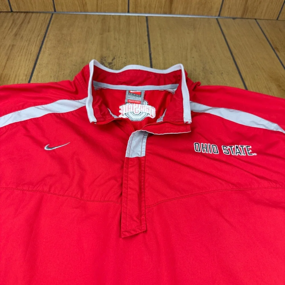 Nike Team Ohio State Buckeyes Pullover Windbreaker Red Grey XL Nike FIT STORM